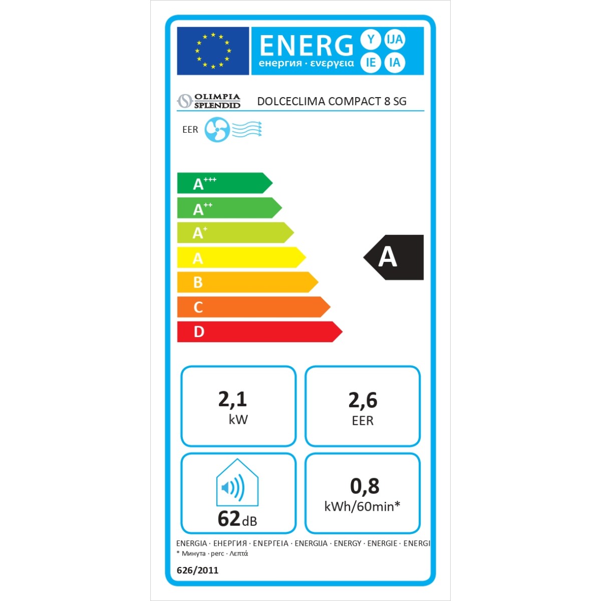 Aparat de aer condiționat mobil Olimpia Splendid Dolceclima Compact 8 SC