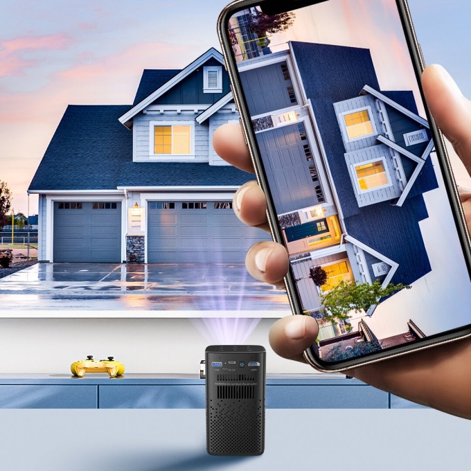 Miniproiector portabil cu baterie AERIUM P8000 DLP Wi-Fi Super Bass